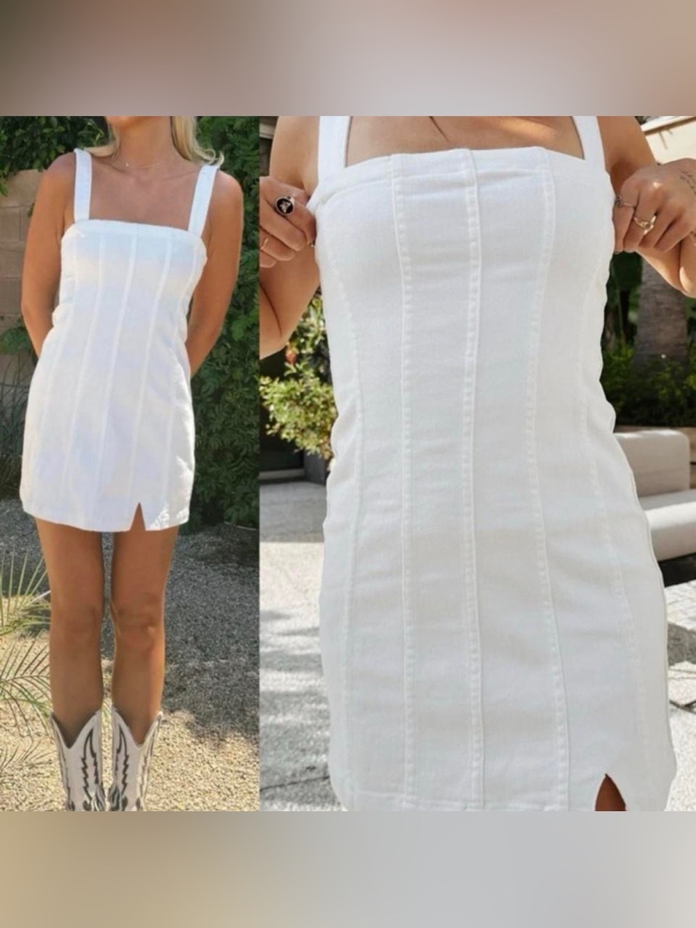 NWT Show Me Your Mumu Coronado Corset Dress mini denim square neck sleeveless